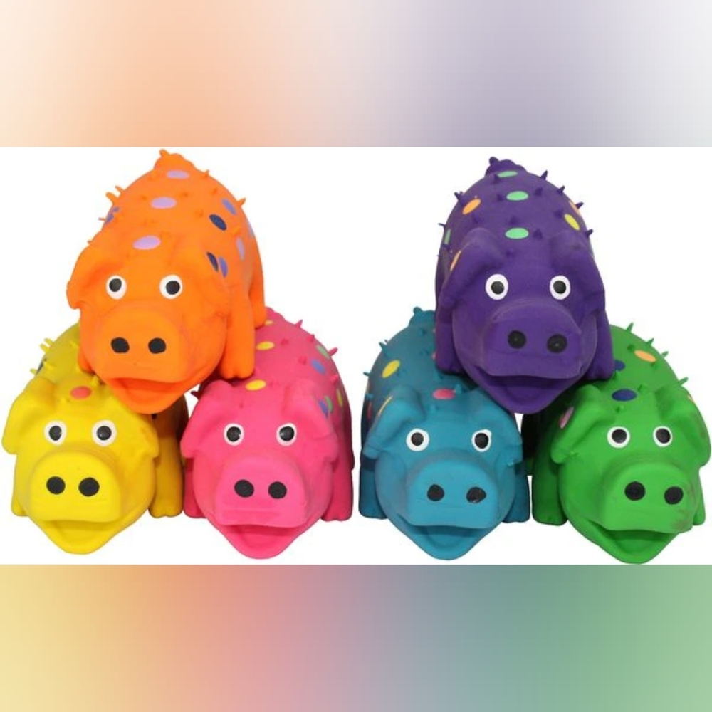 Multipet NWT Mini 4in Latex Pig Polka Dot Globlet Squeaky Dog Toy- 1 Count